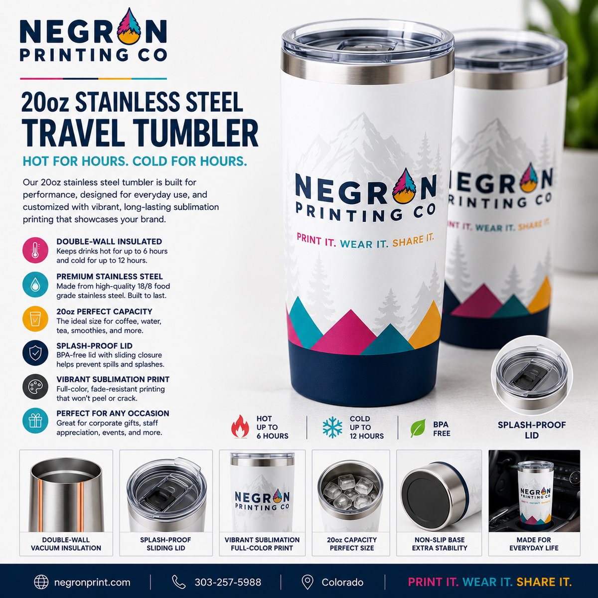 Custom Stainless Steel Tumbler — 20oz